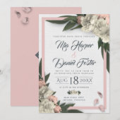 Romantic Peach en White Floral Peonies Kaart (Voorkant / Achterkant)