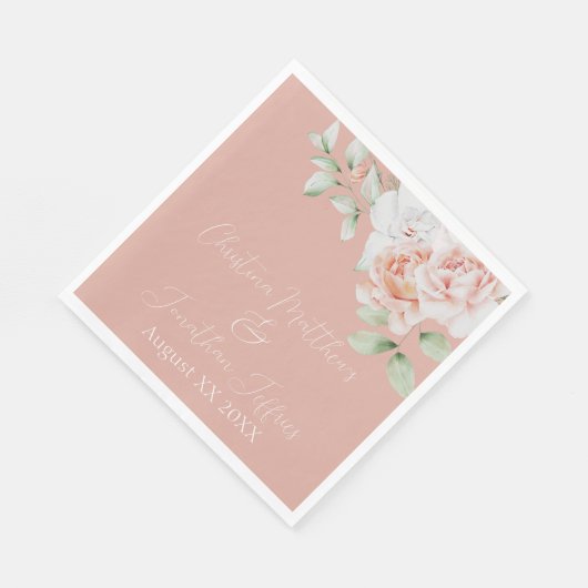 Romantic Peach en White Flowers Servet (Hoek)