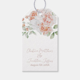 Romantic Peach en White Waterverf Flowers Cadeaulabel