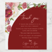 Romantic Peach Floral Arch Wedding Thank You Wijn Etiket (Enkel label)