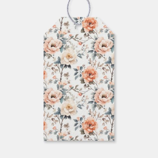 Romantic Peach Floral Cadeaulabel (Achterkant)
