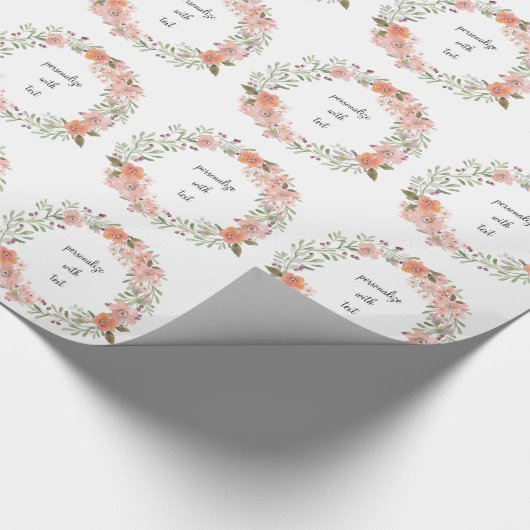 Romantic Peach Floral Cadeaupapier (Hoek)