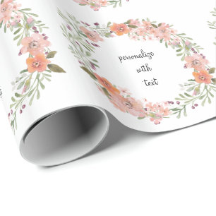 Romantic Peach Floral Cadeaupapier