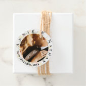 Romantic Peach Floral Cute  Photo Wedding Bedankjes Labels (In situ)