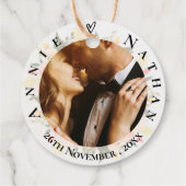 Romantic Peach Floral Cute  Photo Wedding Bedankjes Labels (Achterkant)