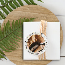 Romantic Peach Floral Cute  Photo Wedding Bedankjes Labels