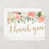 Romantic Peach Floral Hartelijk dank Kaart (Voorkant / Achterkant)