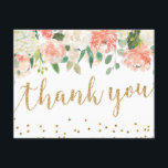 Romantic Peach Floral Hartelijk dank Kaart<br><div class="desc">Romantic Peach Floral Hartelijk dank</div>