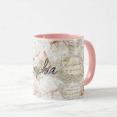 Romantic Peach Floral Letters Mok (Voorkant rechts)