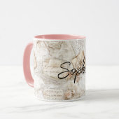 Romantic Peach Floral Letters Mok (Voorkant links)