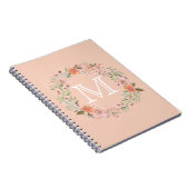 Romantic Peach Floral monogram Notitieboek (Rechterzijde)