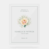 Romantic Peach Floral Wedding Invitation Acryl Bord (Voorkant)