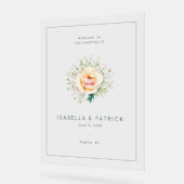 Romantic Peach Floral Wedding Invitation Acryl Bord (Hoek)