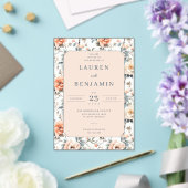 Romantic Peach Floral Wedding Invitation Acryl Uitnodigingen (Insitu (Huwelijk))