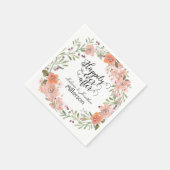 Romantic Peach Floral Wedding Servet (Hoek)