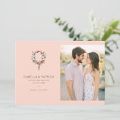 Romantic Peach Floral Wreath Save The Date (Staand voorkant)