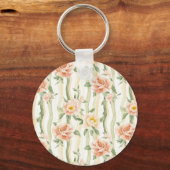 Romantic Peach Mint Floral Heart Sleutelhanger (Achterkant)