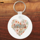 Romantic Peach Mint Floral Heart Sleutelhanger (Voorkant)