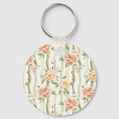Romantic Peach Mint Floral Heart Sleutelhanger (Achterkant)