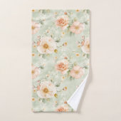 Romantic Peach Mint Pretty Roses Floral Bad Handdoek (Handdoek)