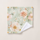 Romantic Peach Mint Pretty Roses Floral Bad Handdoek (Wasdoekje)