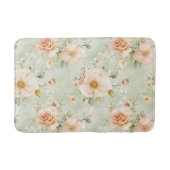 Romantic Peach Mint Pretty Roses Floral Badmat (Voorkant)
