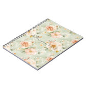 Romantic Peach Mint Pretty Roses Floral Notitieboek (Linkerzijde)