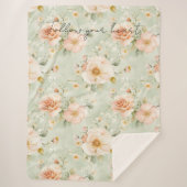 Romantic Peach Mint Pretty Roses Floral Sherpa Deken (Voorkant)
