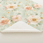 Romantic Peach Mint Pretty Roses Floral Sherpa Deken (3/4)