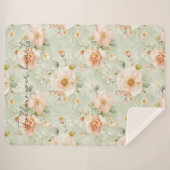 Romantic Peach Mint Pretty Roses Floral Sherpa Deken (Voorkant (horizontaal))