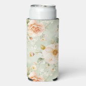 Romantic Peach Mint Roses Floral  Seltzer Blikjeskoeler (Seltzer Achterkant)