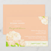Romantic Peach Peony Wedding Shower Kaart (Voorkant / Achterkant)