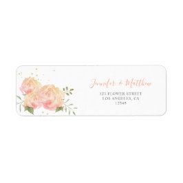 Romantic Peach Roos Floral Return Address Label