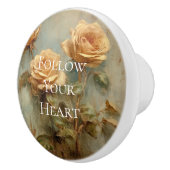 Romantic Peach Rozen Floral Keramische Knop (Rechts)