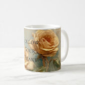 Romantic Peach Rozen Floral Koffiemok (Voorkant rechts)