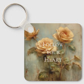 Romantic Peach Rozen Floral Sleutelhanger (Voorkant)
