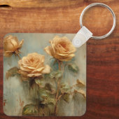 Romantic Peach Rozen Floral Sleutelhanger (Achterkant)