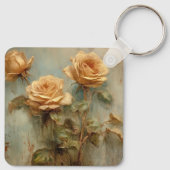 Romantic Peach Rozen Floral Sleutelhanger (Achterkant)