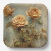 Romantic Peach Rozen Floral Vrijgezellenfeest Papieren Bordje (Voorkant)