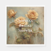 Romantic Peach Rozen Floral Vrijgezellenfeest Servet (Voorkant)
