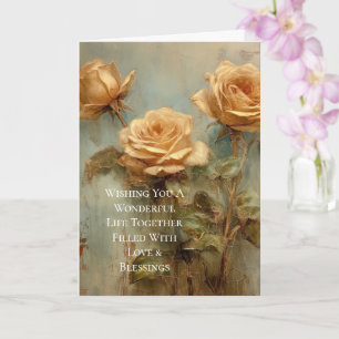 Romantic Peach Rozen Floral Wedding Kaart
