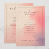 Romantic Peach Wedding Ceremony Schedule Programmakaart (Voorkant / Achterkant)