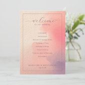 Romantic Peach Wedding Ceremony Schedule Programmakaart (Staand voorkant)