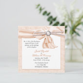 Romantic Peach Wedding Invitation Kaart (Staand voorkant)