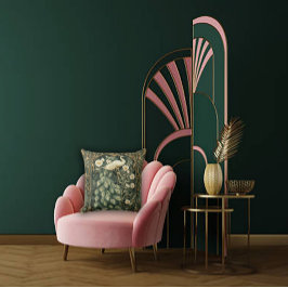 Romantic Peacock and Daisy Art Nouveau Kussen