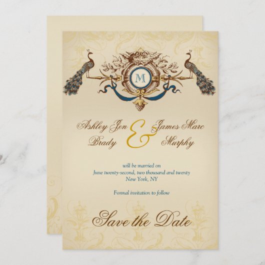 Romantic Peacock sparen de Aankondiging van de Dat (Voorkant / Achterkant)