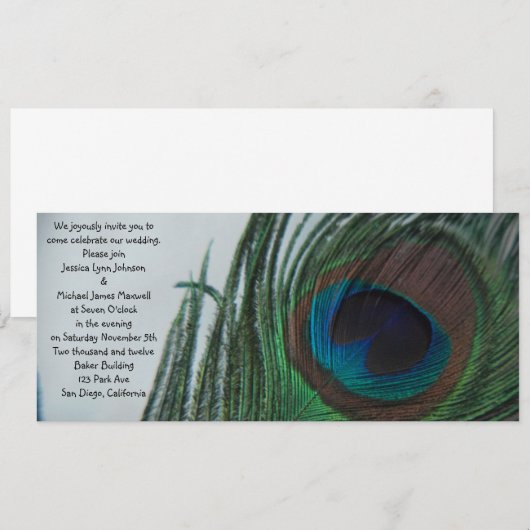 Romantic Peacock Wedding Kaart (Voorkant / Achterkant)