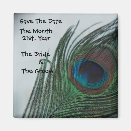 Romantic Peacock Wedding Save the Date Magneet (Voorkant)