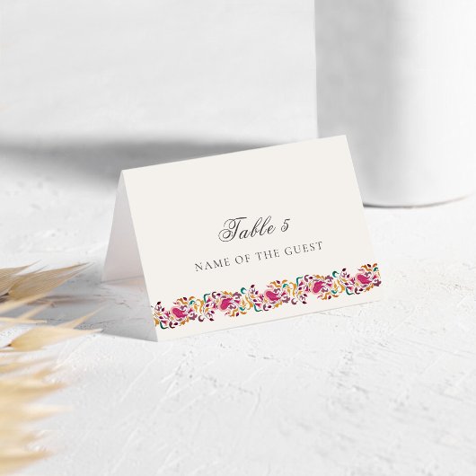 Romantic Pearl Swan Floral Wedding Place Card Kaart