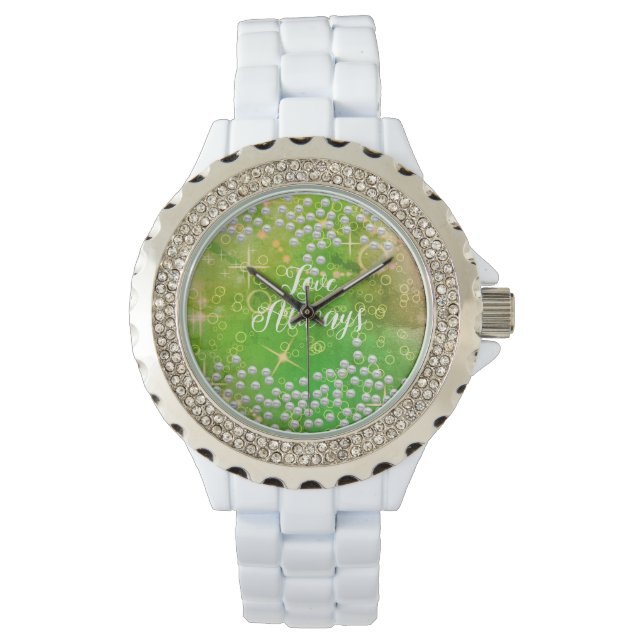 Romantic Pearls Green eWatch Horloge (Voorkant)